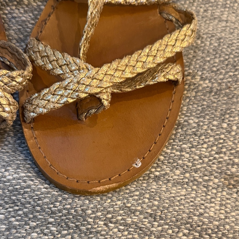 Sezane Adeline Low Gold Sandals Size 11 US - Picture 3 of 8